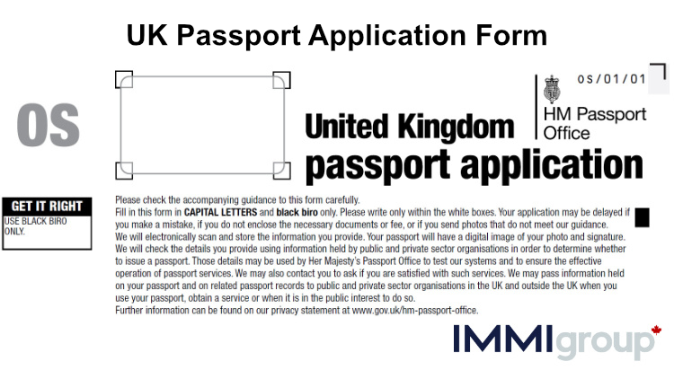 OS UK Passport application form
